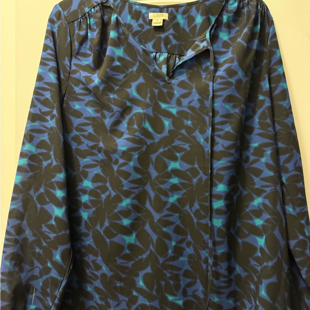 Jcrew blue and Black Patterned Women's Top